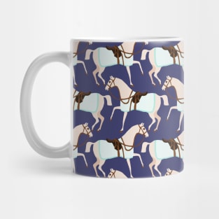 Cute Horses on Blue Background Mug